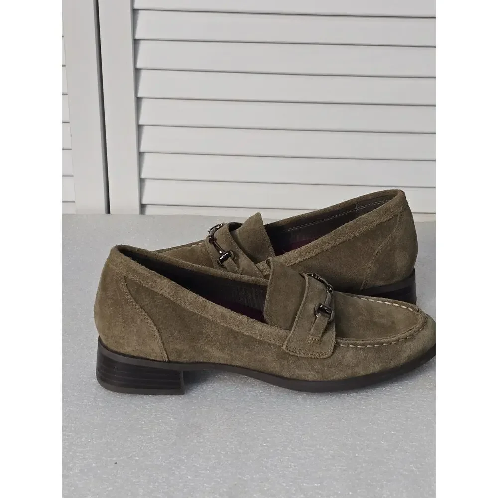 Munro Shoes 8.5 Suede Leather Gryffin Loafers Toasted Sesame Horsebit Classic